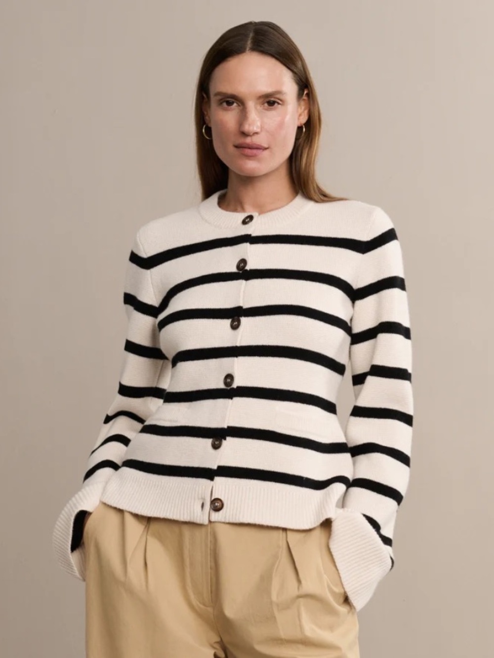 NWT Jenni Kayne Cooper Cardigan in Ivory/Black Size XS